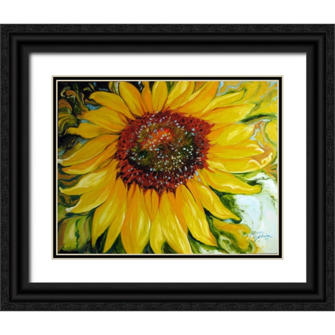 Sundown Sunflower Black Ornate Wood Framed Art Print with Double Matting by Baldwin, Marcia