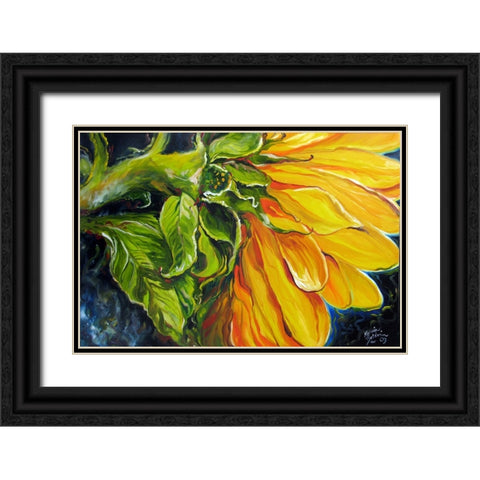 Sunflower Abstract Black Ornate Wood Framed Art Print with Double Matting by Baldwin, Marcia