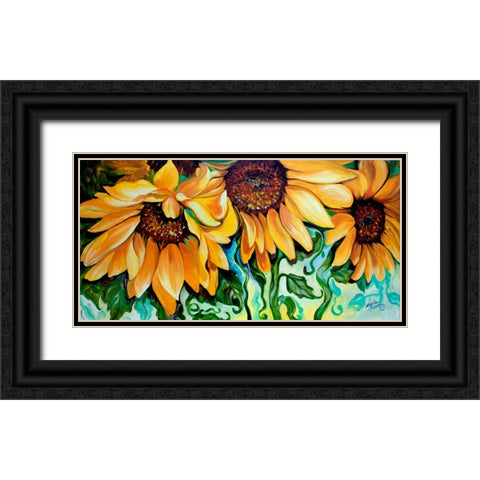 Sunflower Dance Black Ornate Wood Framed Art Print with Double Matting by Baldwin, Marcia