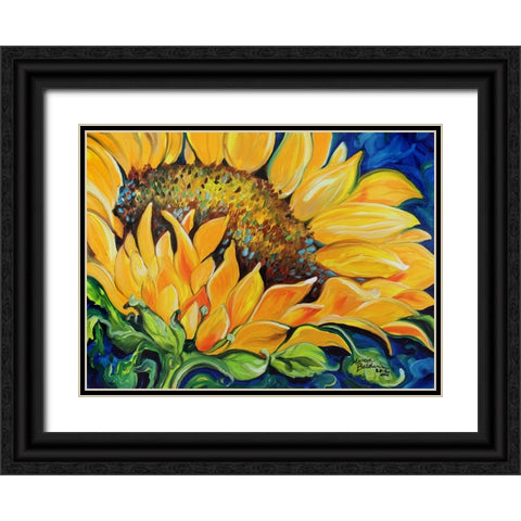 Sunflower September Black Ornate Wood Framed Art Print with Double Matting by Baldwin, Marcia