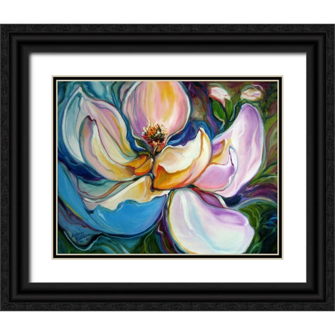 Sweet Maganolia Modern Floral Abstract Black Ornate Wood Framed Art Print with Double Matting by Baldwin, Marcia