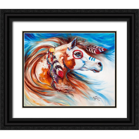 Wind Of Thunder Indian War Horse Black Ornate Wood Framed Art Print with Double Matting by Baldwin, Marcia