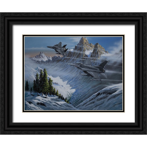 Morning Training Exercises Black Ornate Wood Framed Art Print with Double Matting by Harvill, Marc