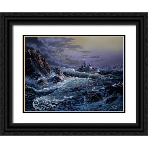 Escanada 907 Coast Guard Ship Black Ornate Wood Framed Art Print with Double Matting by Harvill, Marc