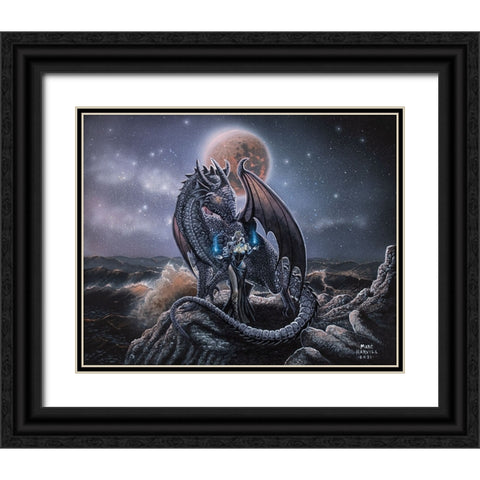 Sorcerous and Blood Moon Dragon Black Ornate Wood Framed Art Print with Double Matting by Harvill, Marc