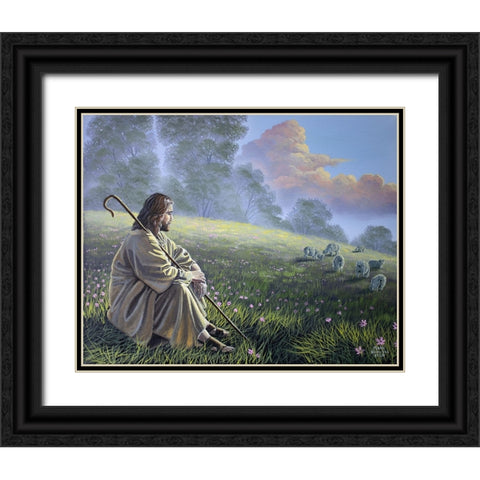 The Good Shepherd Black Ornate Wood Framed Art Print with Double Matting by Harvill, Marc