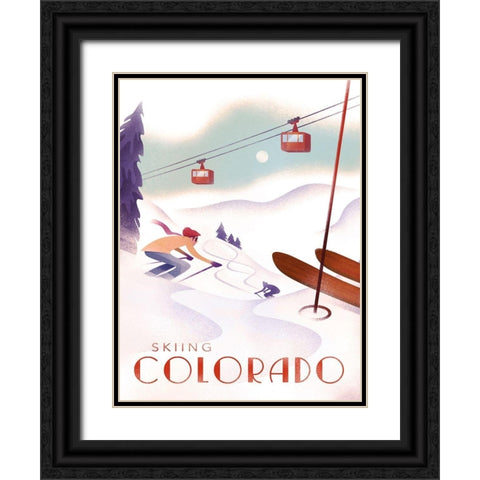 Colorado Skiing Black Ornate Wood Framed Art Print with Double Matting by Wickstrom, Martin