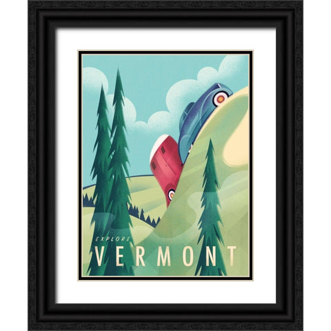 Vermont Camping Black Ornate Wood Framed Art Print with Double Matting by Wickstrom, Martin