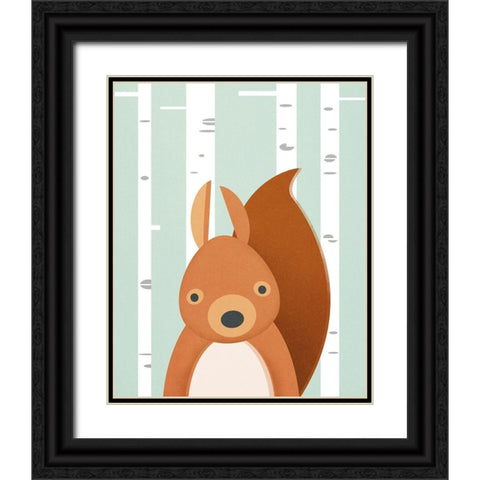 Squirrel Black Ornate Wood Framed Art Print with Double Matting by Wickstrom, Martin