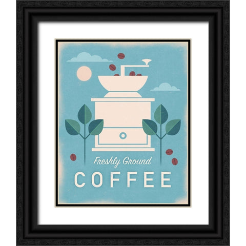 Coffee Grinder Black Ornate Wood Framed Art Print with Double Matting by Wickstrom, Martin