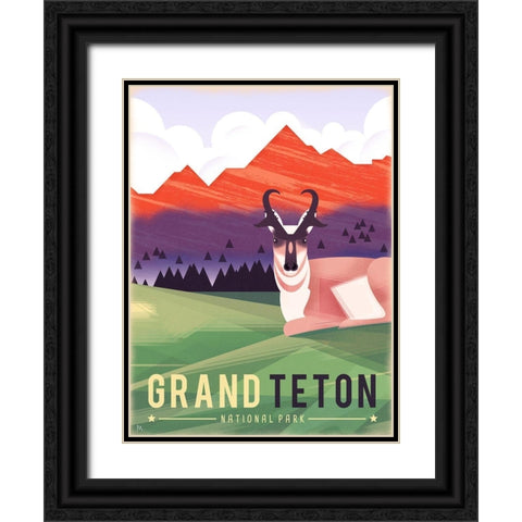 Grand Teton Black Ornate Wood Framed Art Print with Double Matting by Wickstrom, Martin