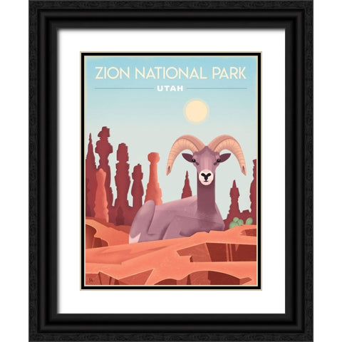 Zion National Park Black Ornate Wood Framed Art Print with Double Matting by Wickstrom, Martin