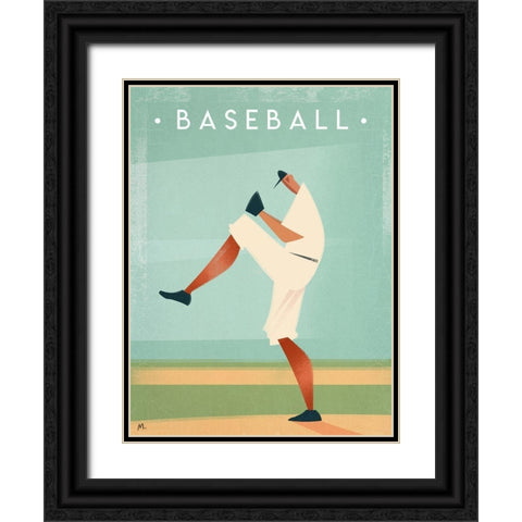Vintage Baseball Black Ornate Wood Framed Art Print with Double Matting by Wickstrom, Martin
