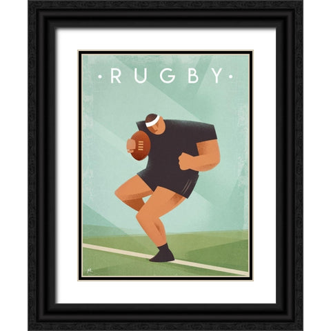 Vintage Rugby Black Ornate Wood Framed Art Print with Double Matting by Wickstrom, Martin