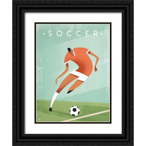 Vintage Soccer Black Ornate Wood Framed Art Print with Double Matting by Wickstrom, Martin