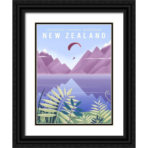 New Zealand Black Ornate Wood Framed Art Print with Double Matting by Wickstrom, Martin