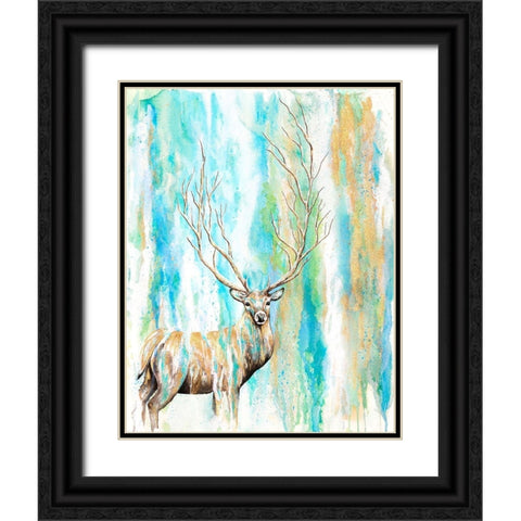 Deer Tree Black Ornate Wood Framed Art Print with Double Matting by Wickstrom, Martin