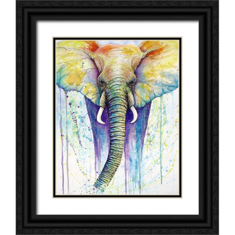 Elephant Colors Black Ornate Wood Framed Art Print with Double Matting by Wickstrom, Martin