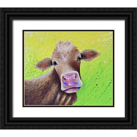 Jersey Cow Black Ornate Wood Framed Art Print with Double Matting by Wickstrom, Martin