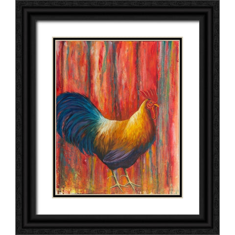 Mr. Rooster Black Ornate Wood Framed Art Print with Double Matting by Wickstrom, Martin