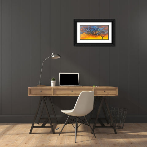 Sunset Tree Black Ornate Wood Framed Art Print with Double Matting by Wickstrom, Martin