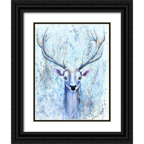 Blue Spirit Deer Black Ornate Wood Framed Art Print with Double Matting by Wickstrom, Martin