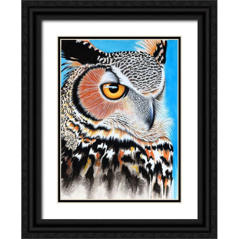 Great Horned Owl Eye Black Ornate Wood Framed Art Print with Double Matting by Wickstrom, Martin