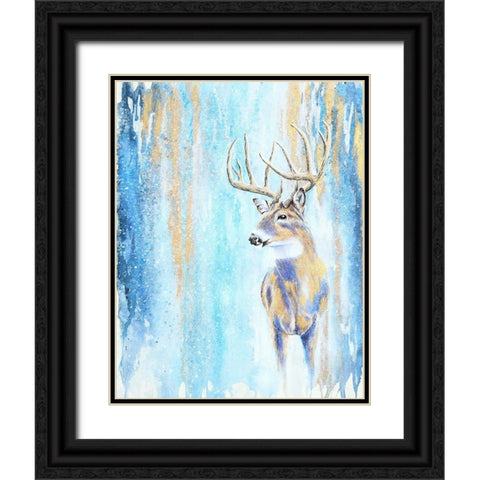 Winter Buck Black Ornate Wood Framed Art Print with Double Matting by Wickstrom, Martin