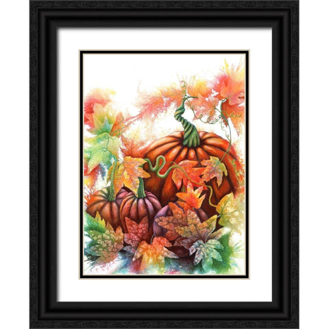 Autumn Pumpkins Black Ornate Wood Framed Art Print with Double Matting by Wickstrom, Martin