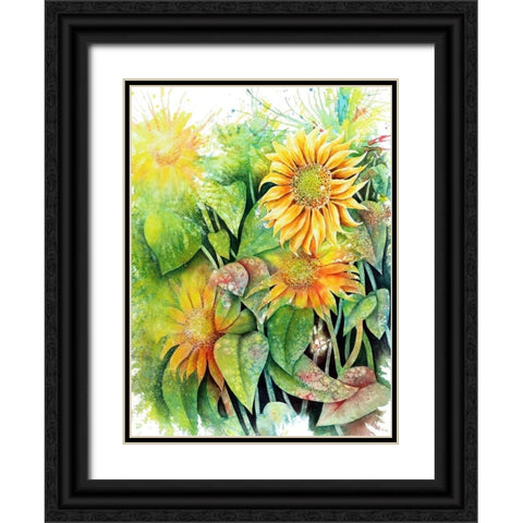 Sunflowers Black Ornate Wood Framed Art Print with Double Matting by Wickstrom, Martin