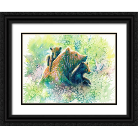 Mother Grizzly Bear Black Ornate Wood Framed Art Print with Double Matting by Wickstrom, Martin