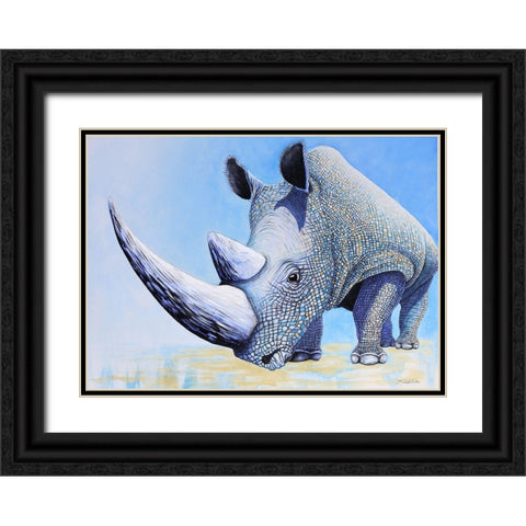 Rhino Black Ornate Wood Framed Art Print with Double Matting by Wickstrom, Martin