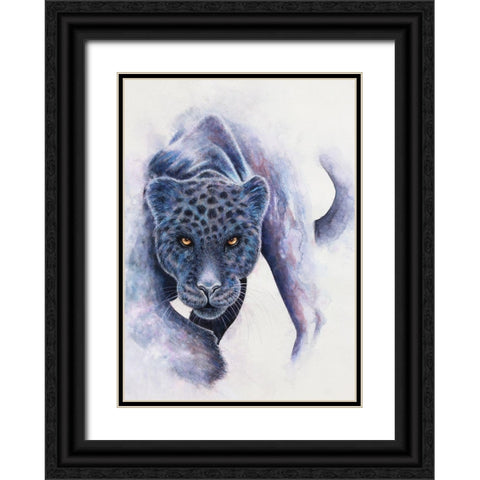 Spotted Black Panther Black Ornate Wood Framed Art Print with Double Matting by Wickstrom, Martin