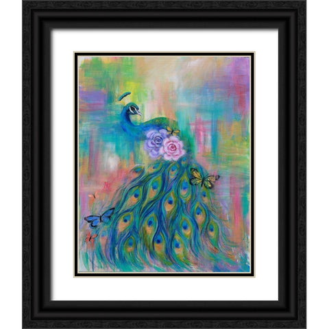 Rainbow Peacock Black Ornate Wood Framed Art Print with Double Matting by Wickstrom, Martin