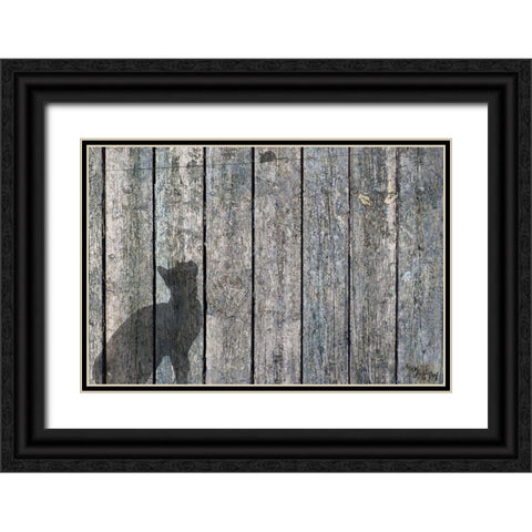 Cat And Mouse Shadow 2 Black Ornate Wood Framed Art Print with Double Matting by Murray Henderson Fine Art