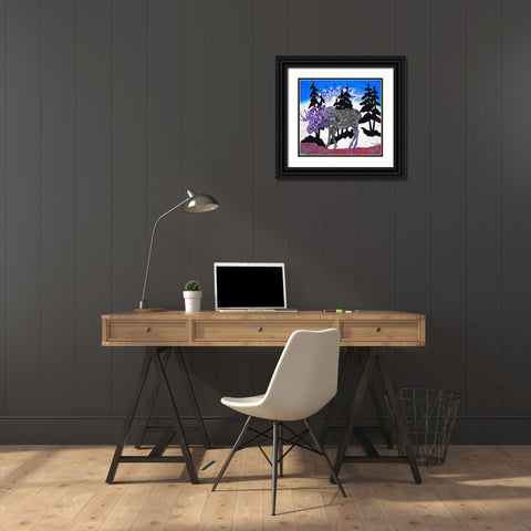 Moose Tracks Black Ornate Wood Framed Art Print with Double Matting by Murray Henderson Fine Art