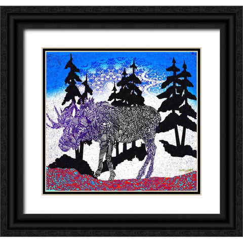 Moose Tracks Black Ornate Wood Framed Art Print with Double Matting by Murray Henderson Fine Art