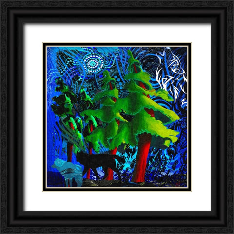 Spirit Wolves Black Ornate Wood Framed Art Print with Double Matting by Murray Henderson Fine Art