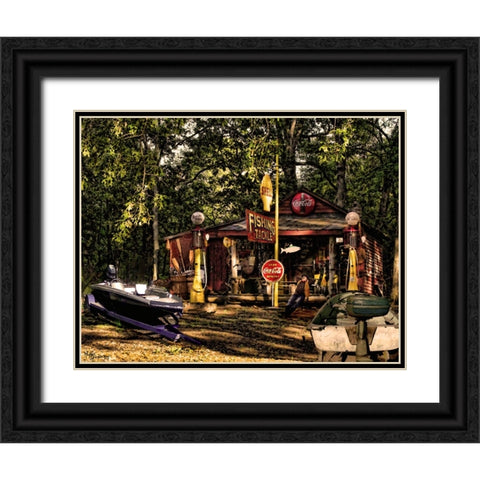 Fishing Camp Black Ornate Wood Framed Art Print with Double Matting by Murray Henderson Fine Art