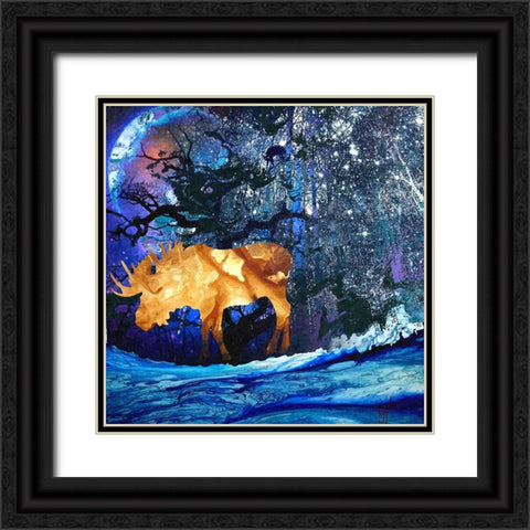 Midnight Moose Black Ornate Wood Framed Art Print with Double Matting by Murray Henderson Fine Art