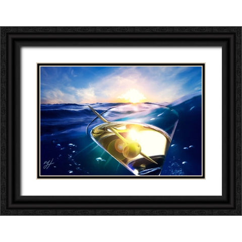 Sailing Martini Black Ornate Wood Framed Art Print with Double Matting by Murray Henderson Fine Art