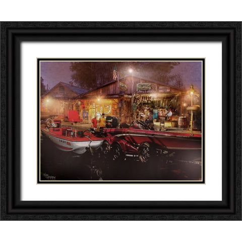 The Fishing Depot Black Ornate Wood Framed Art Print with Double Matting by Murray Henderson Fine Art