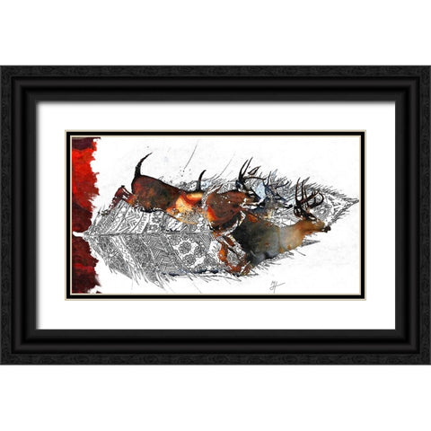 Deer Run Black Ornate Wood Framed Art Print with Double Matting by Murray Henderson Fine Art