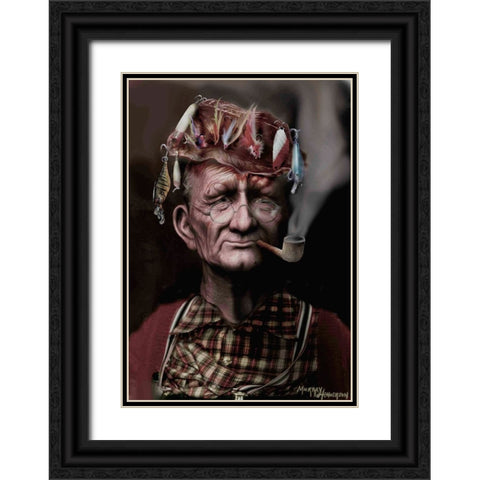 Fishing Hat Black Ornate Wood Framed Art Print with Double Matting by Murray Henderson Fine Art