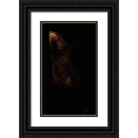 Out Fox Black Ornate Wood Framed Art Print with Double Matting by Murray Henderson Fine Art
