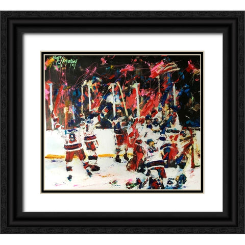 USA Maricle On Ice Black Ornate Wood Framed Art Print with Double Matting by Murray Henderson Fine Art