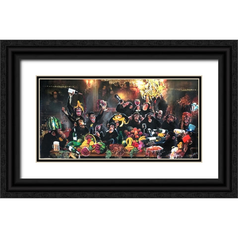 Monkey Bash Black Ornate Wood Framed Art Print with Double Matting by Murray Henderson Fine Art