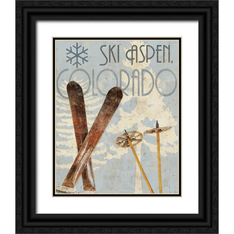Ski Destinations II Black Ornate Wood Framed Art Print with Double Matting by Sparx Studio
