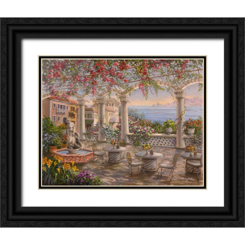 Dining on the Terrace Black Ornate Wood Framed Art Print with Double Matting by Boehme, Nicky