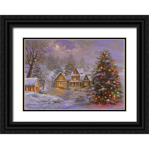 Happy Holidays Black Ornate Wood Framed Art Print with Double Matting by Boehme, Nicky